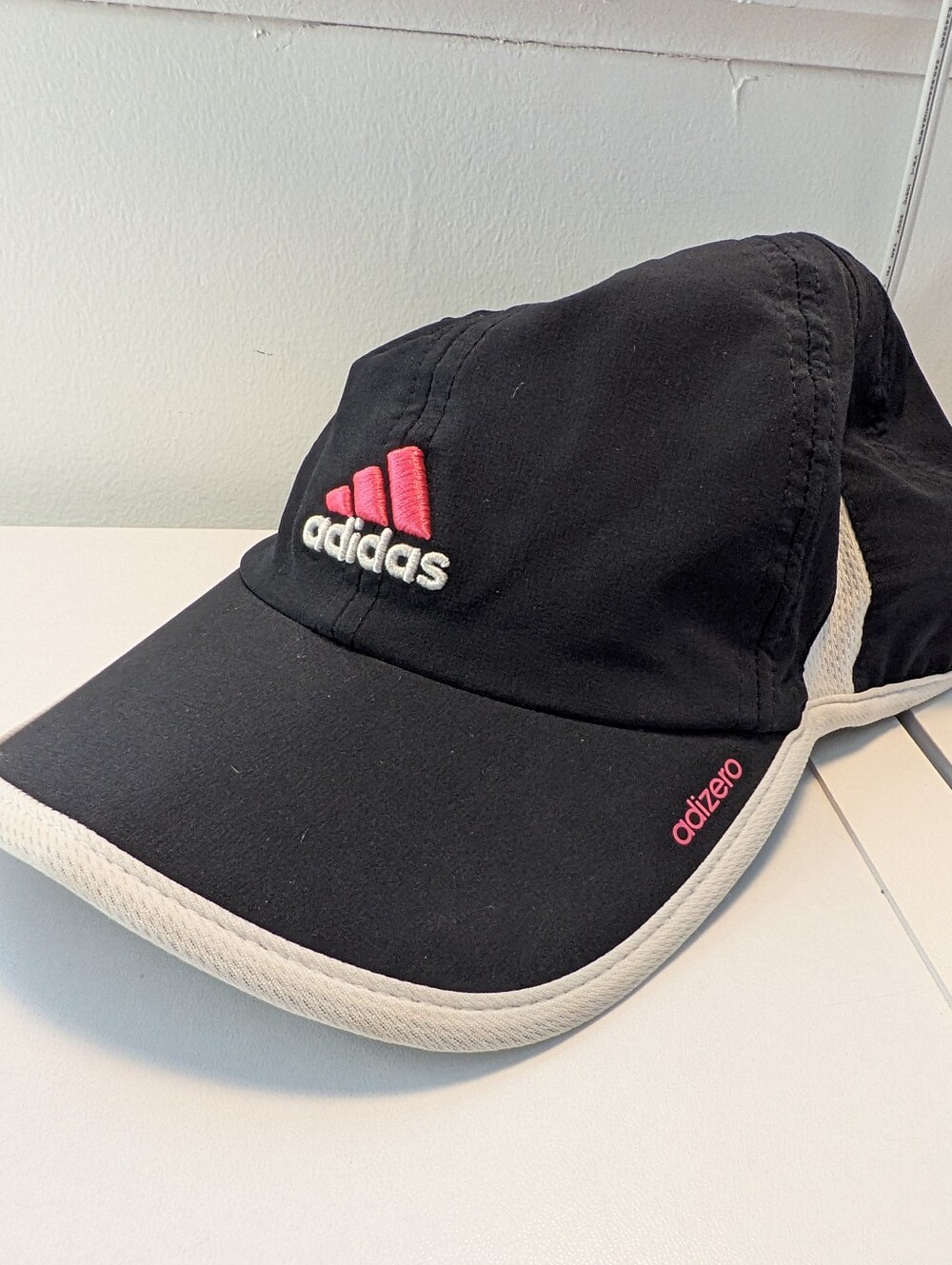 Adidas Adizero Black Pink Athletic Running Cap Adjustable Sports Hat